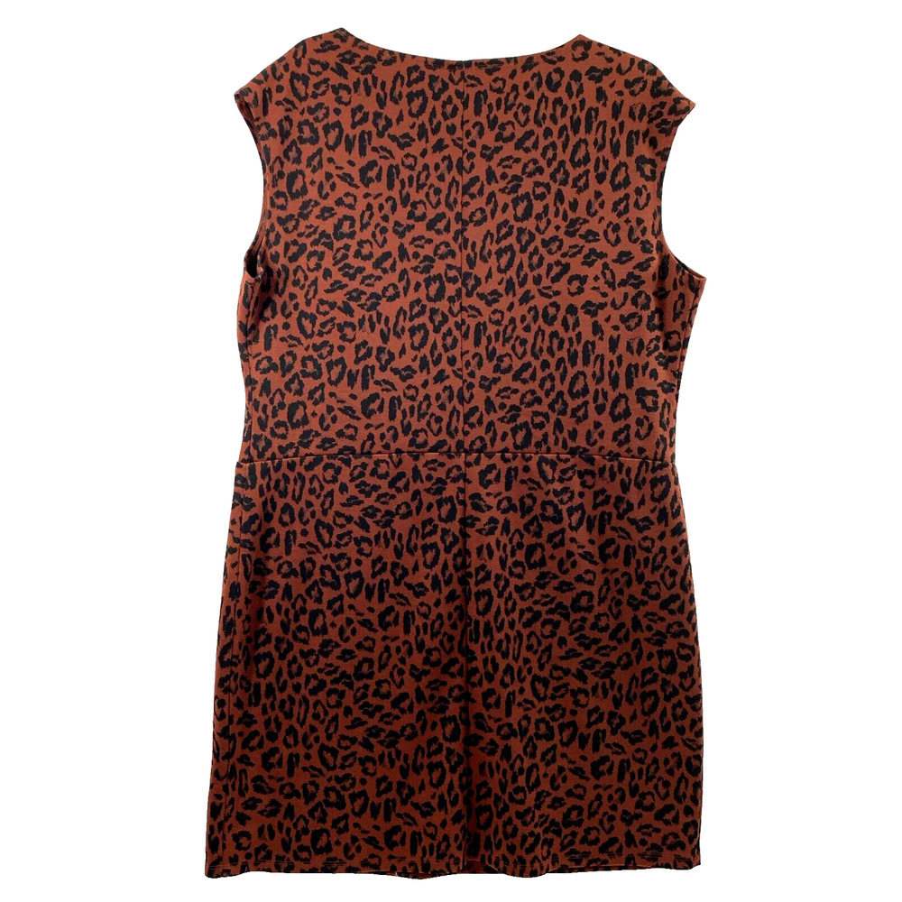 Nine West Dress Womens XXL Sheath‎ Brown Animal Print Career Office Sleeveless - Picture 2 of 8